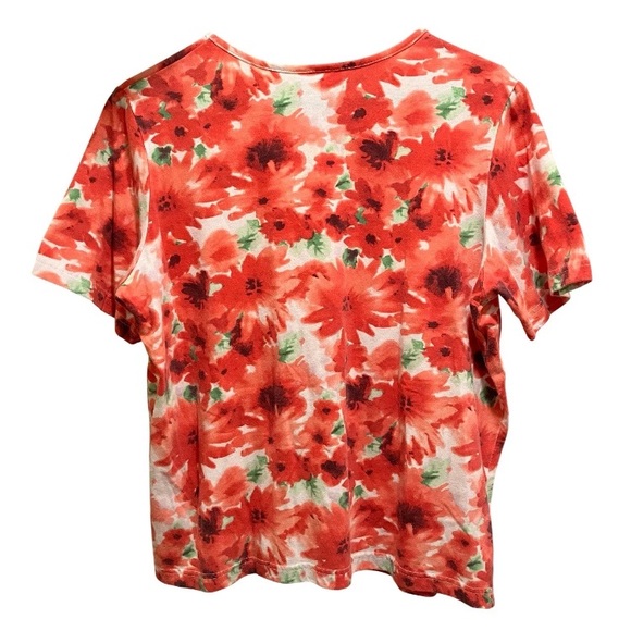 Blair Vintage Floral Shirt Medium Red 80s 90s Cotton Blend Top - Picture 2 of 6